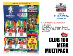 TOPPS EM 2024 CLUB 100 CARDS Mega Multipack Top Media exklusiv