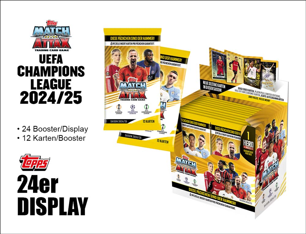 Topps Match Attax UEFA Champions League TC 2024/2025 – 24er DISPLAY gelb