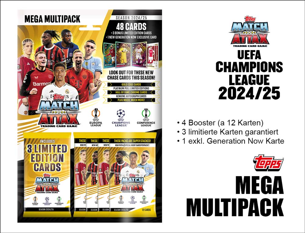 Topps Match Attax UEFA Champions League TC 2024/2025 – MEGA MULTIPACK gelb