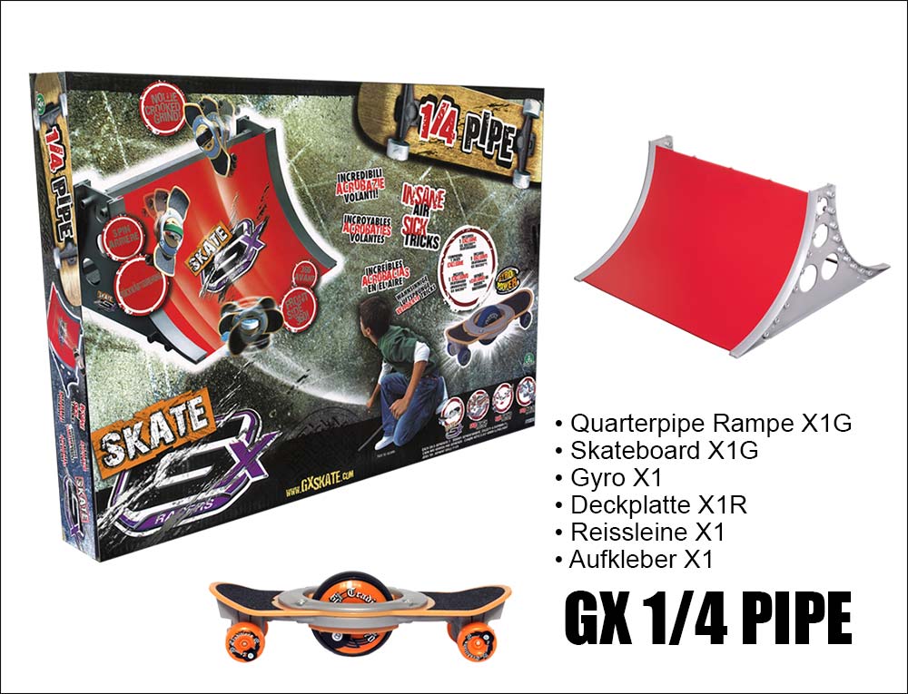 GX Skateboard mit Quarterpipe Spielzeug-Set