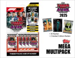 Mega Multipack zur Serie „Turbo Attax Formel 1 2025“ mit mehreren Boostern