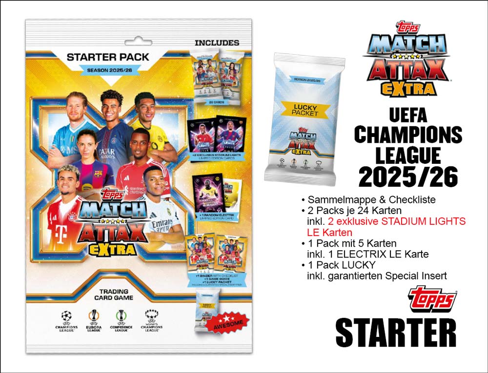 Starter-Set der UEFA CL Match Attax Extra 2025/26